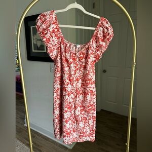 Madewell Orange and White Cotton Floral Mini Dress